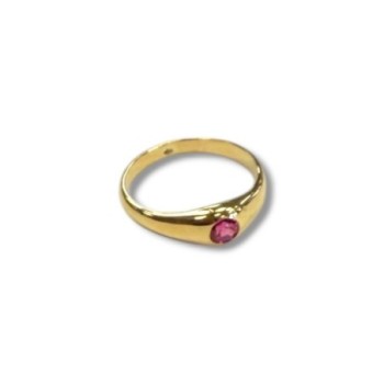 BAGUE OR JAUNE 18CT PIERRE ROSE 3.3GRS T54