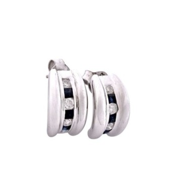 BOUCLE OR BLANC 18 CT DIAMANATS ET SAPHIRE 3.34GR