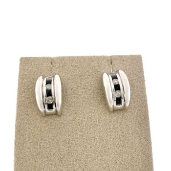 BOUCLE OR BLANC 18 CT DIAMANATS ET SAPHIRE 3.34GR