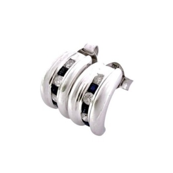 BOUCLE OR BLANC 18 CT DIAMANATS ET SAPHIRE 3.34GR