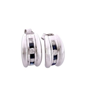 BOUCLE OR BLANC 18 CT DIAMANATS ET SAPHIRE 3.34GR