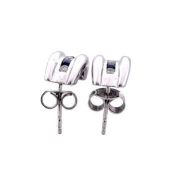 BOUCLE OR BLANC 18 CT DIAMANATS ET SAPHIRE 3.34GR