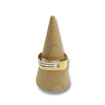 BAGUE OR JAUNE BLANC 18CT 3.36GRS T58