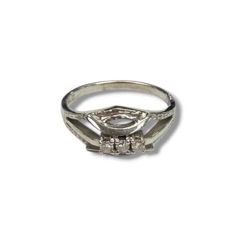 BAGUE OR BLANC 18CT 4.24GR DTS T57