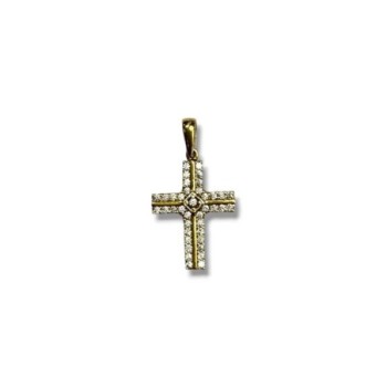 PENDENIF OR JAUNE 18CT 1.79GRS ZIRCONS 2.6X1.5CM