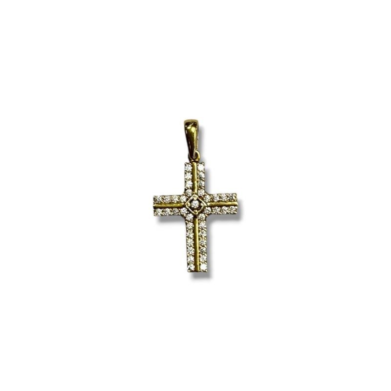 PENDENIF OR JAUNE 18CT 1.79GRS ZIRCONS 2.6X1.5CM