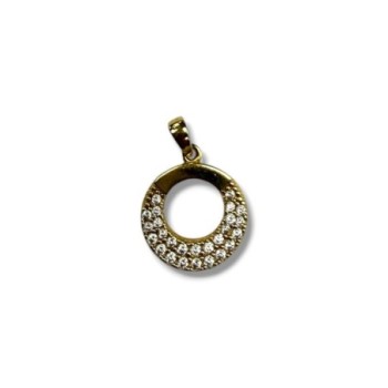 PENDENTIF CERCLE OR JAUNE 18CT ZIRCONS 1.04GRS 1.7X1.3CM