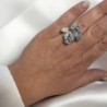 BAGUE OR BLANC 18CT (750) 9.59GRS AIGUE MARINE ET DIAMANTS PAPILLON