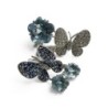 BAGUE OR BLANC 18CT (750) 9.59GRS AIGUE MARINE ET DIAMANTS PAPILLON