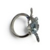 BAGUE OR BLANC 18CT (750) 9.59GRS AIGUE MARINE ET DIAMANTS PAPILLON