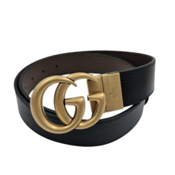CEINTURE GUCCI GG REVERSIBLE  DUSTBAG NOIR MARRON T 90 3,5 CM DE LARGE