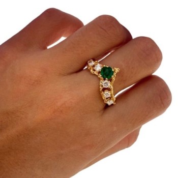 BAGUE EN OR JAUNE 18CTS EMERAUDE ET DIAMNTS 5.26GR T.57