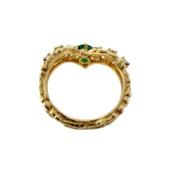 BAGUE EN OR JAUNE 18CTS EMERAUDE ET DIAMNTS 5.26GR T.57