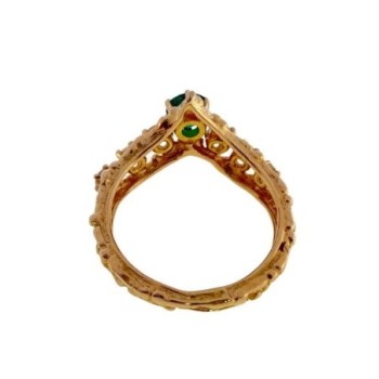 BAGUE EN OR JAUNE 18CTS EMERAUDE ET DIAMNTS 5.26GR T.57