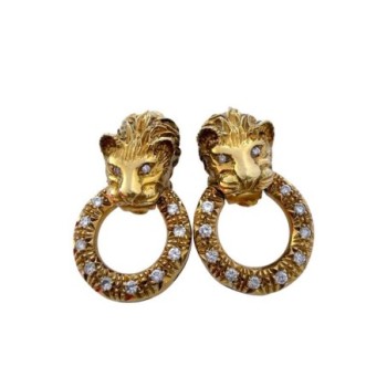 BOUCLE D OREILLE OR LION 18CT 15.60 GRS