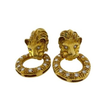 BOUCLE D OREILLE OR LION 18CT 15.60 GRS