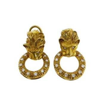 BOUCLE D OREILLE OR LION 18CT 15.60 GRS