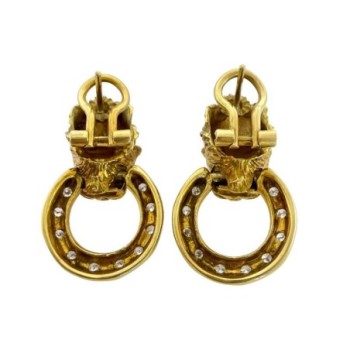 BOUCLE D OREILLE OR LION 18CT 15.60 GRS