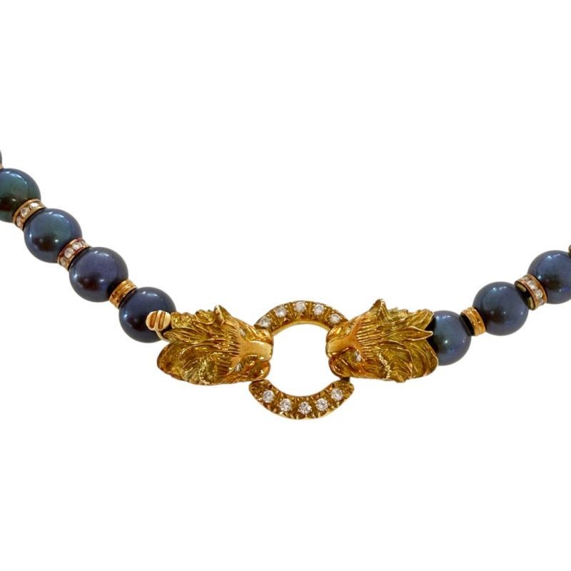COLLIER LION OR18CT + PERLES