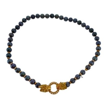 COLLIER LION OR18CT + PERLES