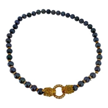 COLLIER LION OR18CT + PERLES