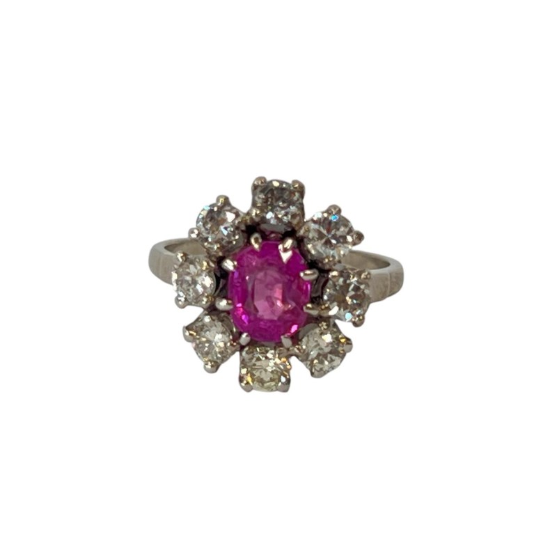 BAGUE SAPHIR + DIAMANTS 4.66 GRS