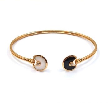BRACELET CARTIER AMULETTE OR ROSE 18K DIAMANTS T. 17 6.87G