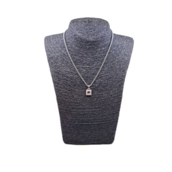 COLLIER CHOPARD CARREE HAPPY DIAMONDS OR BLANC 18CT 25.60G L. 42.5CM