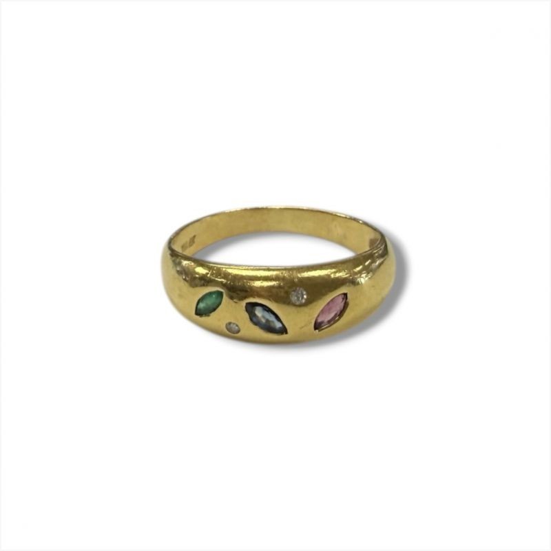 BAGUE OR JAUNE 18CT 2.87GRS PIERRES DE COULEUR T55