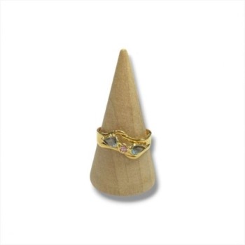 BAGUE OR JAUNE 18CT 2.29GRS PIERRE SYNTHETIQUES T58