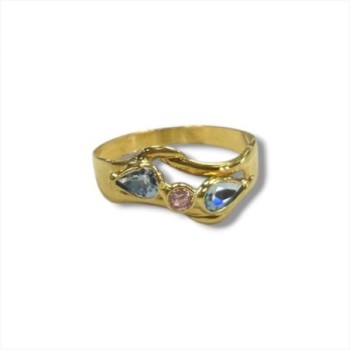 BAGUE OR JAUNE 18CT 2.29GRS PIERRE SYNTHETIQUES T58