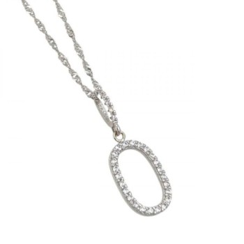 COLLIER OR 18K ZIRCON 51CM  PENDENTIF 2,5 X 1 CM