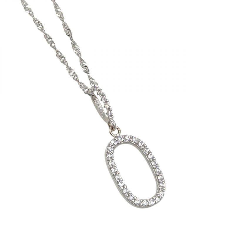 COLLIER OR 18K ZIRCON 51CM  PENDENTIF 2,5 X 1 CM