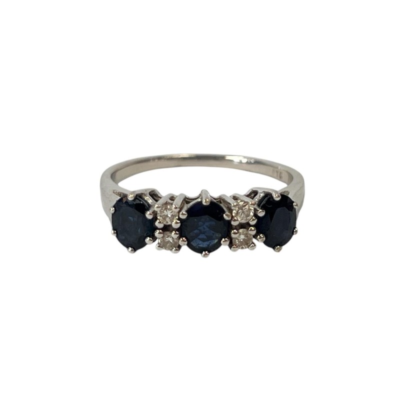 BAGUE OR BLANC DIAMANTS ET SAPHIRS 3.69GRS