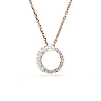 SWAROVSKI PENDENTIF MATRIX PERLE DE CRISTAL TAILLE RONDE BLANC PLACAGE DE TON OR ROSE