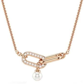 COLLIER SWAROVSKI CONSTELLA CRYSTAL PEARL ROSE GOLD-PLATED
