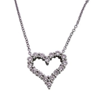 COLLIER TIFFANY & CO PENDENTIF COEUR ET DIAMANTS PLATINE 950 3.46GR / 48CM