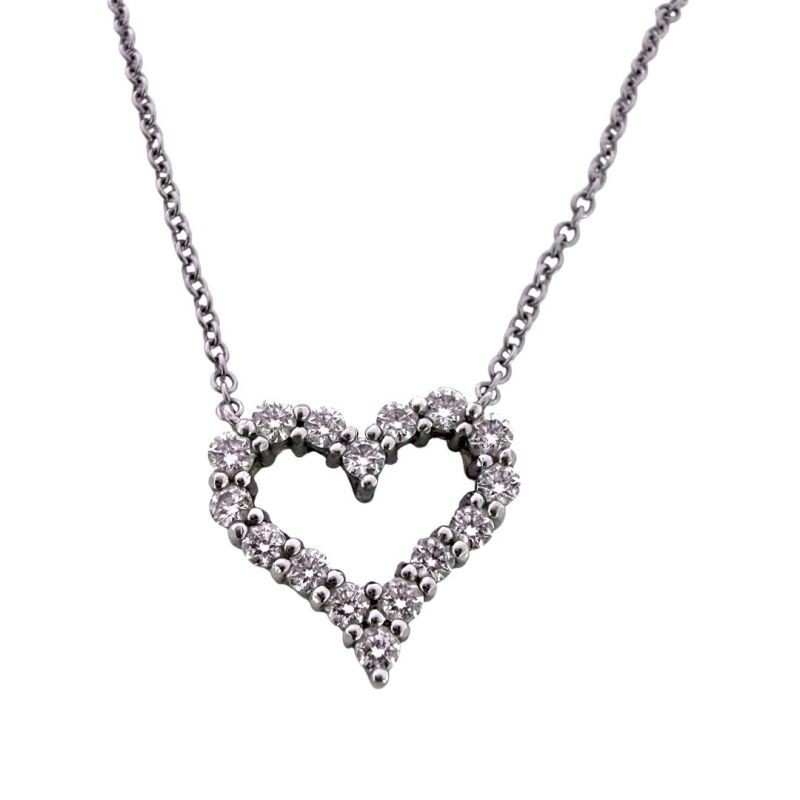 COLLIER TIFFANY & CO PENDENTIF COEUR ET DIAMANTS PLATINE 950 3.46GR / 48CM