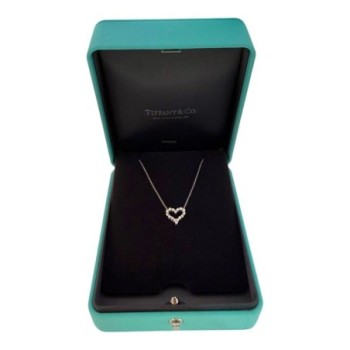 COLLIER TIFFANY & CO PENDENTIF COEUR ET DIAMANTS PLATINE 950 3.46GR / 48CM