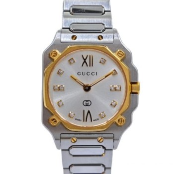 GUCCI G-FLAT DIAMONDS TWO-TONE 24MM YA166503