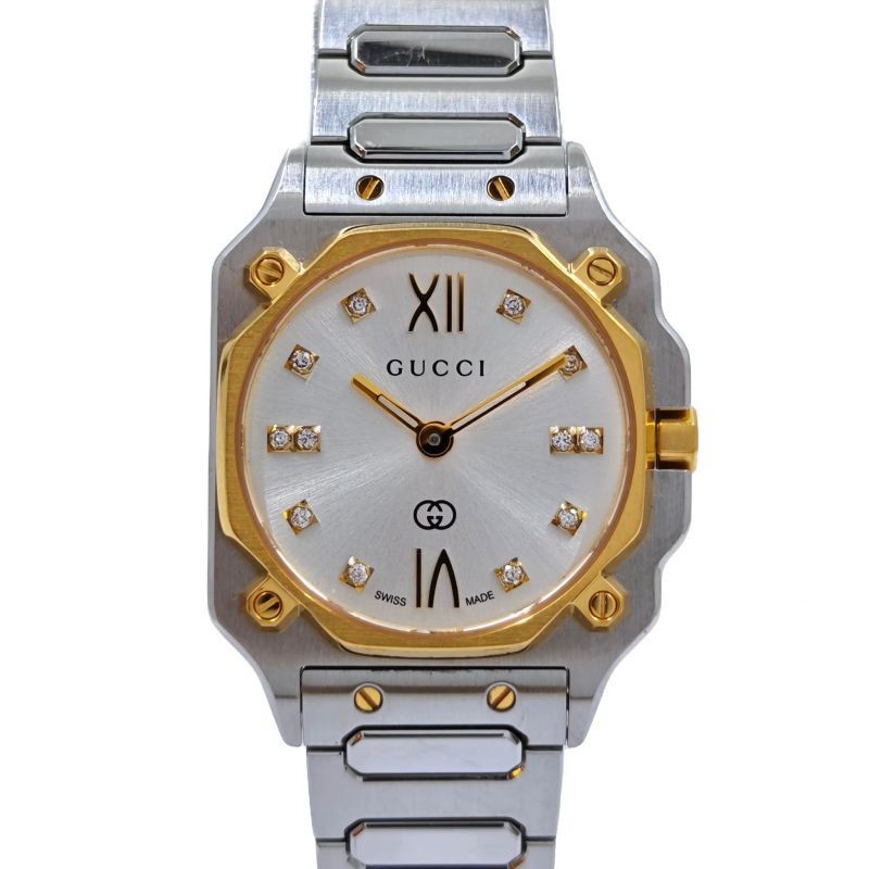 GUCCI G-FLAT DIAMONDS TWO-TONE 24MM YA166503