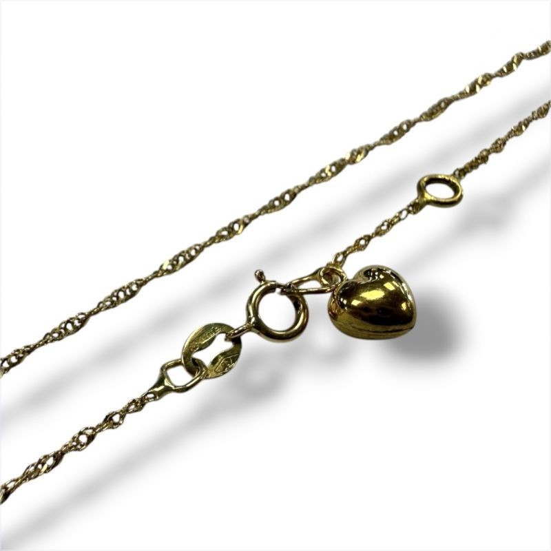 BRACELET CHEVILLE OR JAUNE 18CT 0.83GRS COEUR 21 23 CM