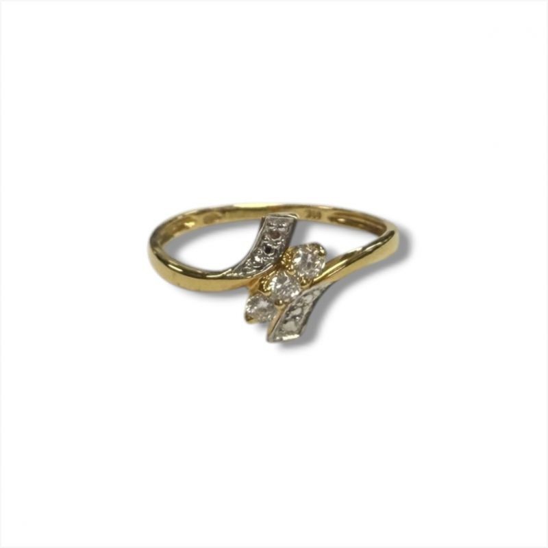 BAGUE OR JAUNE 18CT 1.33GRS PIERRES SYNTHETIQUES T53
