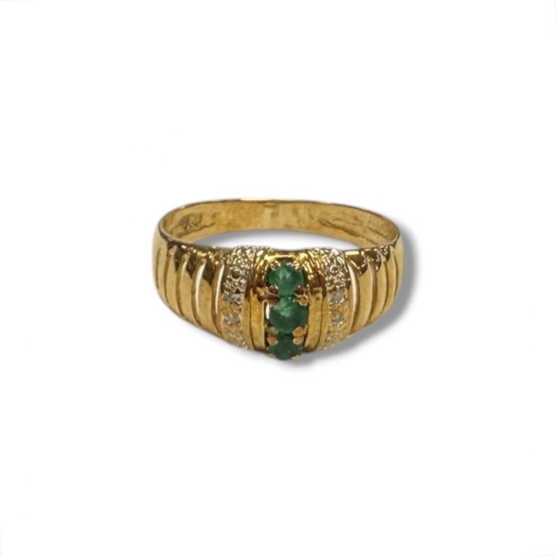 BAGUE OR JAUNE 18CT 2.16GRS BRILLANT EMERAUDE T50