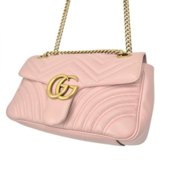 GUCCI MARMONT CUIR ROSE FORMAT MOYEN 26 X 15 X 7 CM