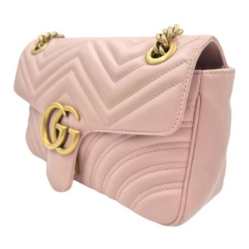 GUCCI MARMONT CUIR ROSE FORMAT MOYEN 26 X 15 X 7 CM