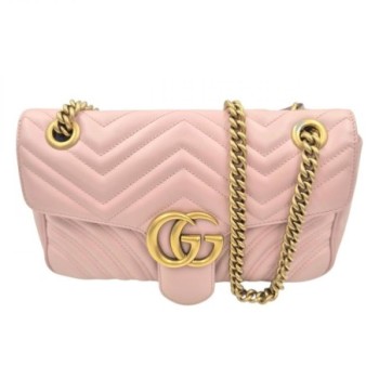 GUCCI MARMONT CUIR ROSE FORMAT MOYEN 26 X 15 X 7 CM