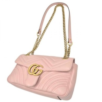 GUCCI MARMONT CUIR ROSE FORMAT MOYEN 26 X 15 X 7 CM