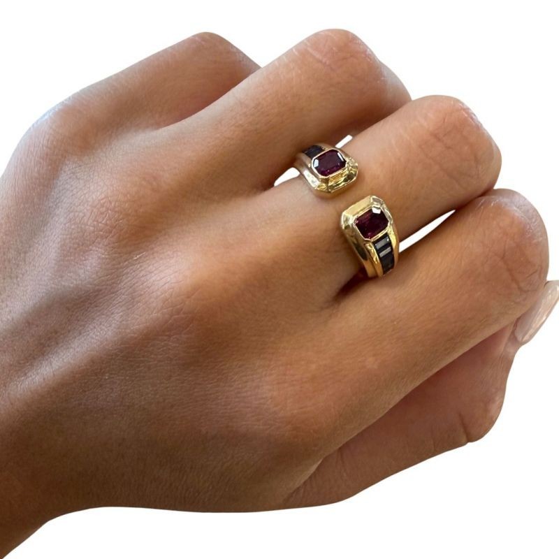 BAGUE OR 8.29 GRS T55 SAPHIRS ET RUBIS 