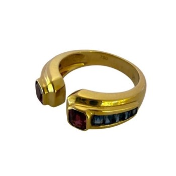 BAGUE OR 8.29 GRS T55 SAPHIRS ET RUBIS 